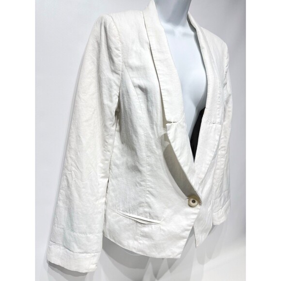 Cartonnier Anthropologie Linen Blend Blazer Jacket Women’s 10 Medium Boho White - Picture 3 of 12